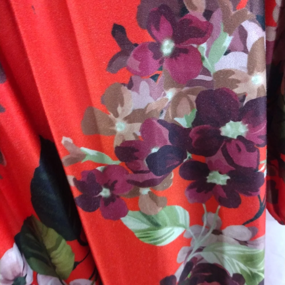 ASOS Orange Floral Long Sleeve Maxi Dress - Picture 3 of 11